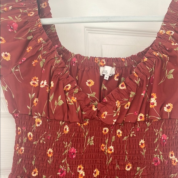 Danielle Bernstein Red Smocked Puff Sleeve Sundress, M - Picture 2 of 4